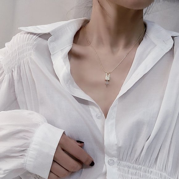 NEW 14K Gold Plated Diamond Lock Key Necklace - Picture 5 of 14